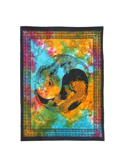 Handmade Cotton Dragon Printed Wall Hanging Poster Tapestry