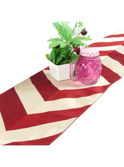 Oussum Stripped Reversible PolyDupion Party Wedding Table Runner