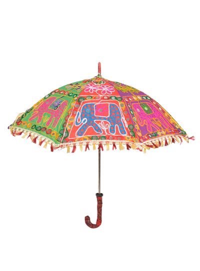 Multicolor Beautiful Hand Embroidered Colorful Traditional Sun Umbrella