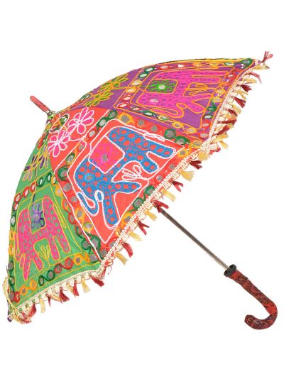 Multicolor Beautiful Hand Embroidered Colorful Traditional Sun Umbrella