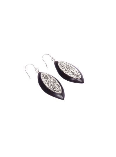 Handmade GS Metal Leaf Dangle Earrings for Women Wooden Ear Jewelry