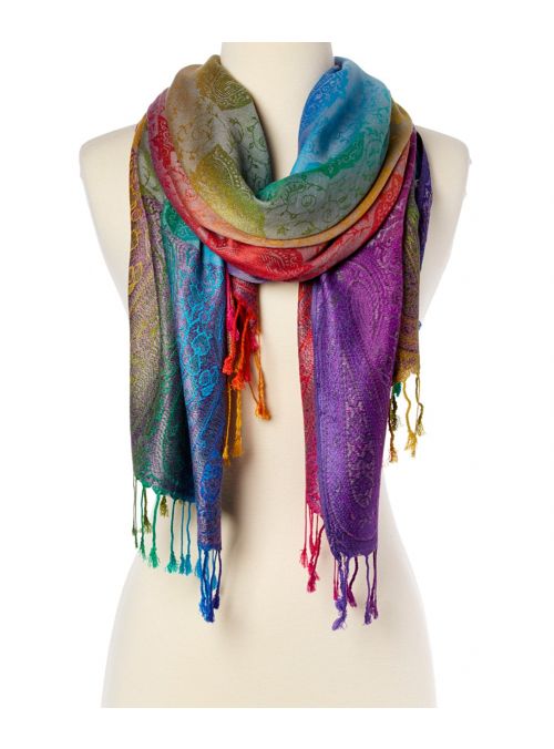 Floral Silk Blend Luxury Women's Scarf Paisley Pattern Pashmina Shawl Wraps Online
