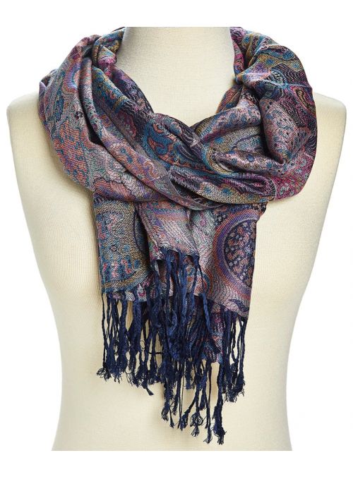 Women's Navy Blue Color Lightweight Acrylic and Viscose Pashmina Scarf for Women Winter Fashion Online