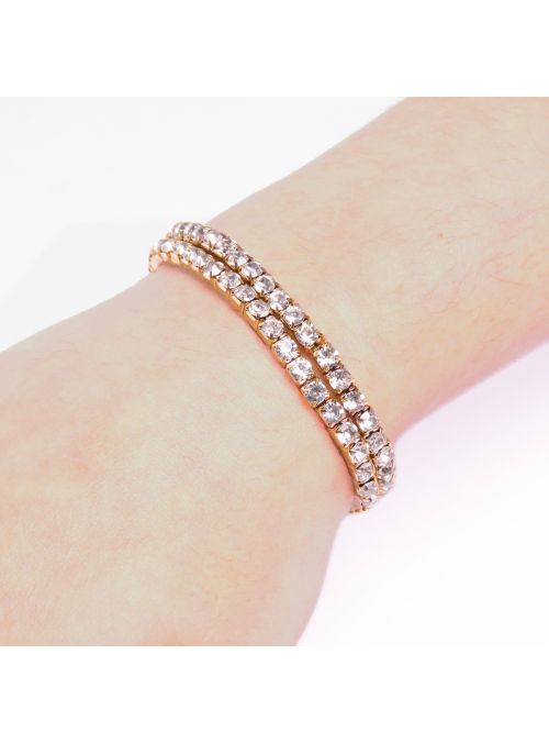 Sparkling Single Layer Gold Plated Crystal Tennis Bracelet for Women Set of 2 Online