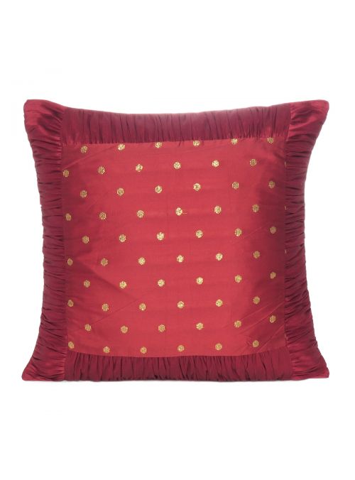 Polydupion Solid Zari Brocade  Square Cushion Cover 