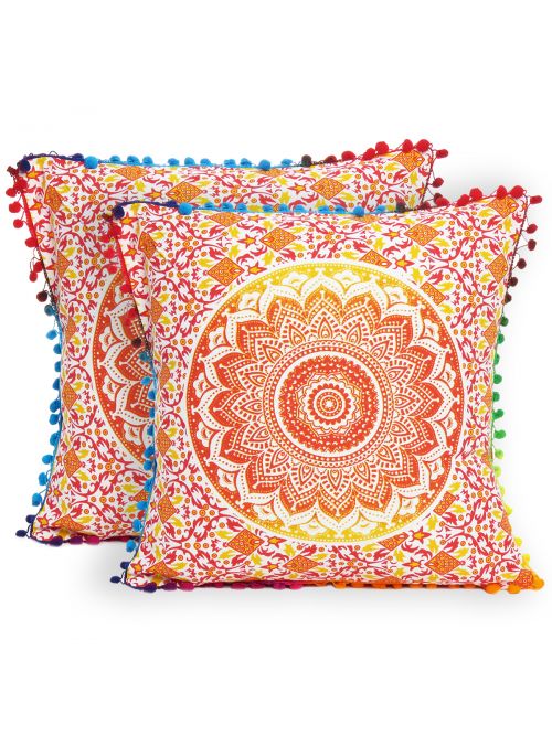 Indian Cotton Mandala Printed Cushion Cover 16