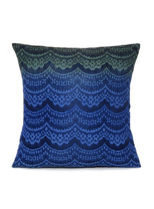 Floral Blue Lace PolyDupion Cushion Cover 