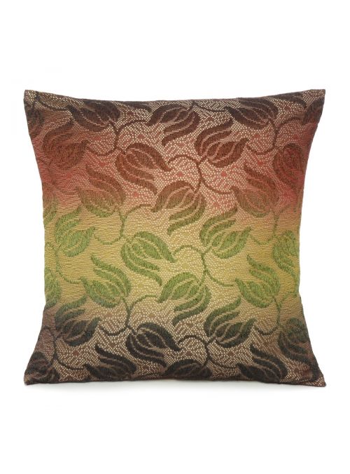 Handmade Brown Leaf Lace Work Polydupion Cushion Cover