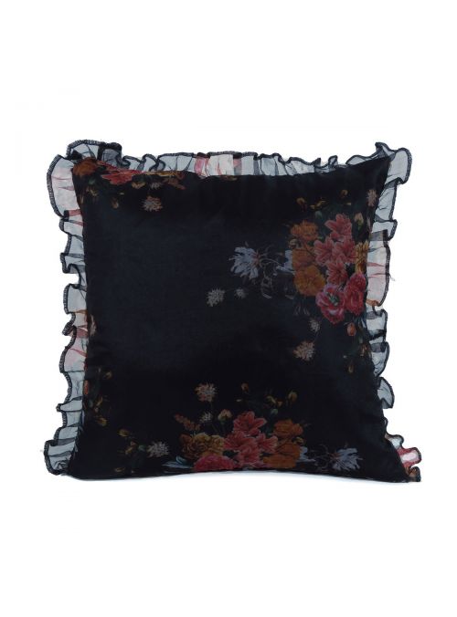 Home Decor Frills Organza Floral Silk Cushion Cover