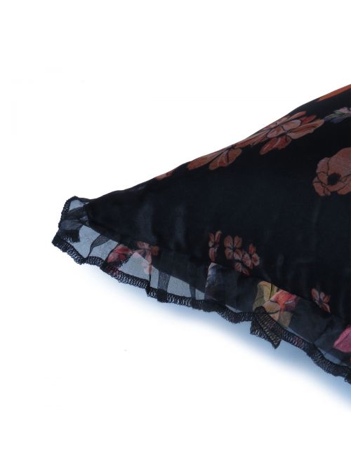 Home Decor Frills Organza Floral Silk Cushion Cover