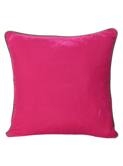 Solid Piping Edge Velvet Cushion Cover with Zipper Closure 