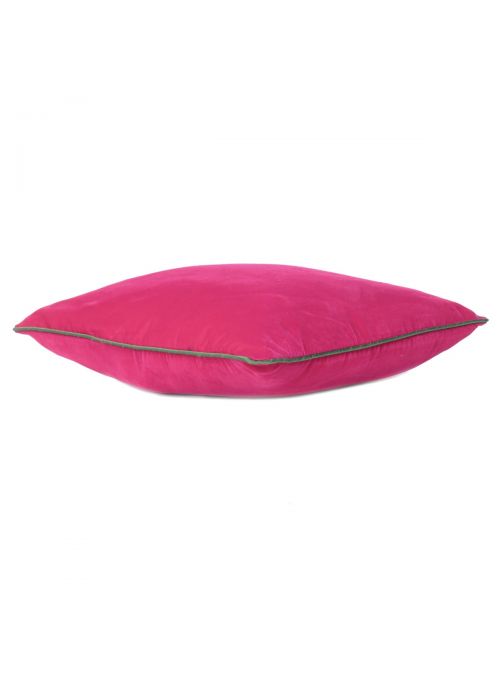 Solid Piping Edge Velvet Cushion Cover with Zipper Closure 