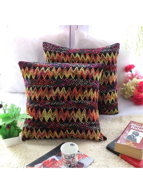 Muliti Color Zig- Zag Knitted Cushion Cover