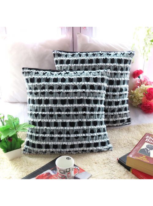  Polydupion Black Geometric Lace Square Cushion Cover 