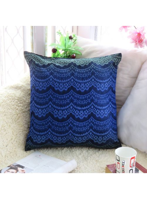 Floral Blue Lace PolyDupion Cushion Cover 