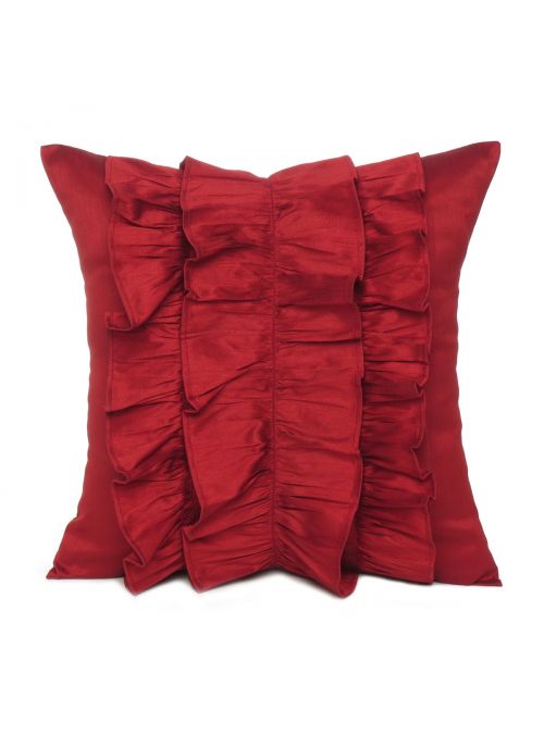 Handmade Red Lace & Polydupion Frills/Ruffle Cushion Cover