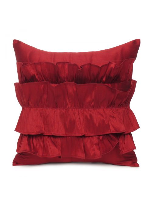 Handmade Red Lace & Polydupion Frills/Ruffle Cushion Cover