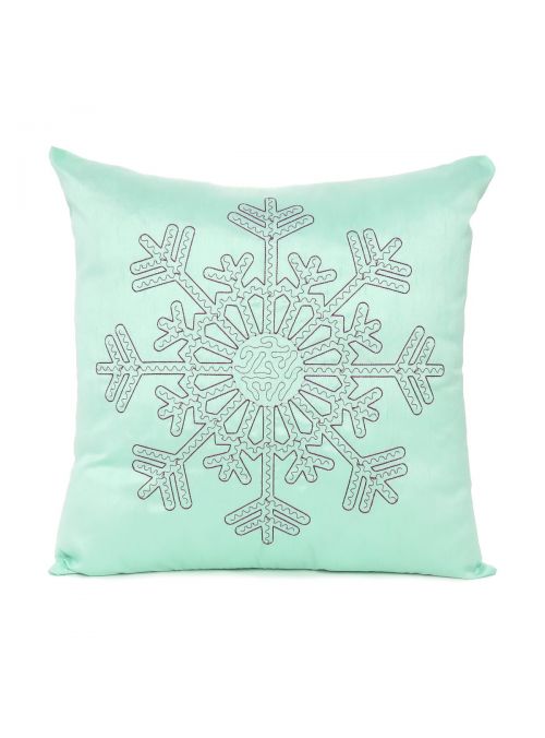 Decorative Solid Light Green Color Snowflake Pattern Cushion Cover Size 18