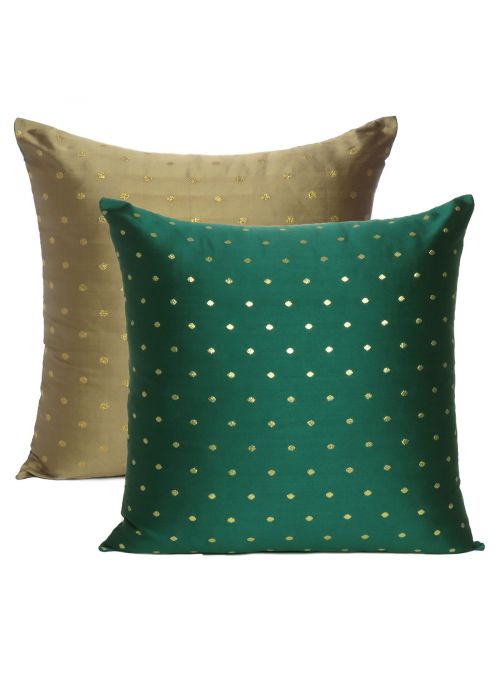 Art Silk Solid Reversible Handmade Cushion Cover For Home Decor Set Of 2 