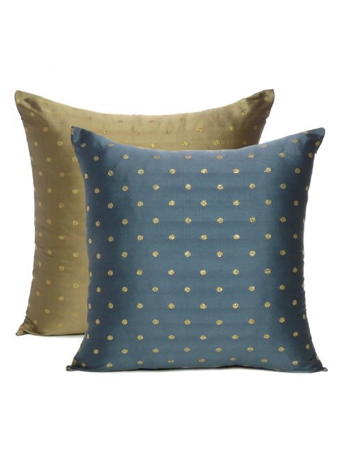 Art Silk Solid Reversible Handmade Cushion Cover For Home Decor Set Of 2 16