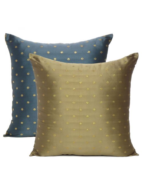 Art Silk Solid Reversible Handmade Cushion Cover For Home Decor Set Of 2 16