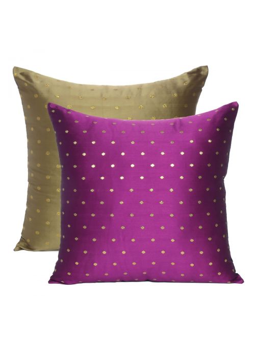 Art Silk Handmade Reversible Cushion Cover Home Decor Set Of 2