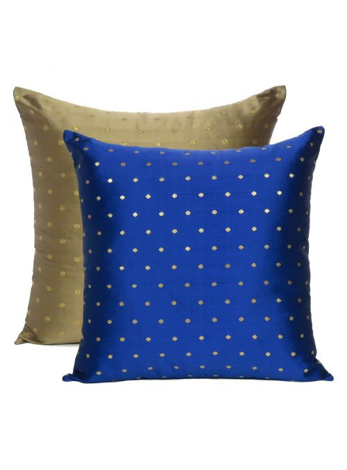 Art Silk Solid Reversible Handmade Cushion Pillow Cover For Home Decor Set Of 2