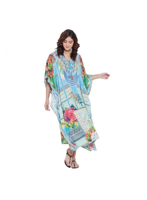 Women Digital Printed Resort Wear Plus Size Caftan Dress Dashiki Hippie Boho Baggy Kaftan Maxi Dress 
