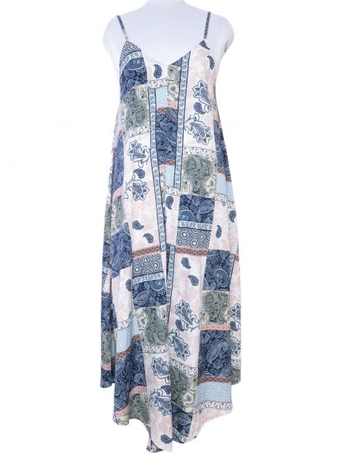 Blue Paisley Spaghetti Strap Maxi Dress for Women Online