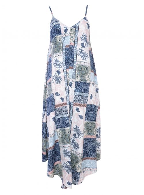 Blue Paisley Spaghetti Strap Maxi Dress for Women Online