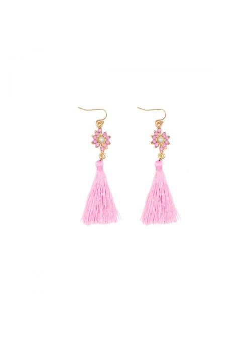 Fashionable Tassel Dangle Crystal Silk Rhinestone Women Dangle Earrings