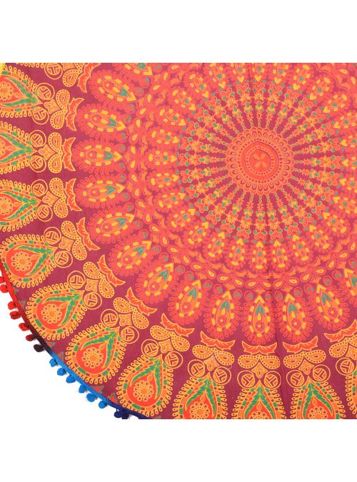 Printed Floral Boho Decorative Round Mandala Cotton Cushion Cover Floor Pillow Cases 