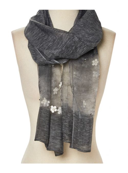 Lightweight Shimmery Flower Pearl Beaded Women Scarf for Evening Party Online