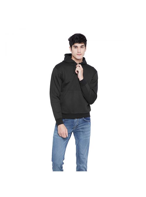 Black Men’s Casual Form Fleece Hooded Pullover Sweatshirt Winter Wear