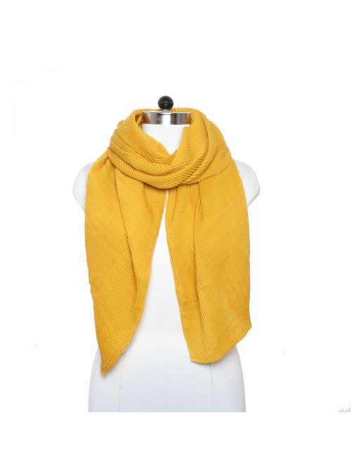 Dark Yellow Fashion Pleated Lightweight Summer Polyester Scarves for Women