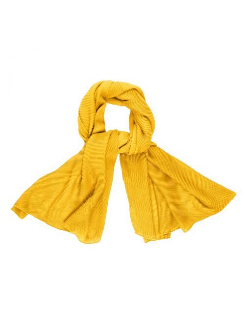 Dark Yellow Fashion Pleated Lightweight Summer Polyester Scarves for Women