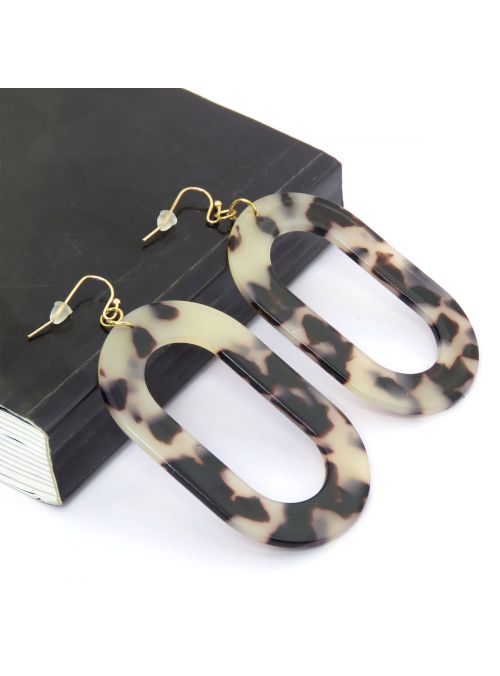 Designer Dangle Earrings Tortoise Shell Resin Women Fashion Jewelry 