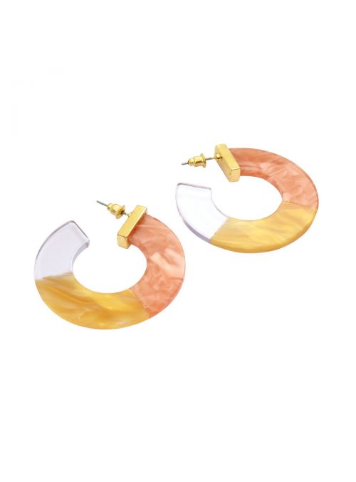 Women Round Geometric Fashion Resin Earrings For Ear