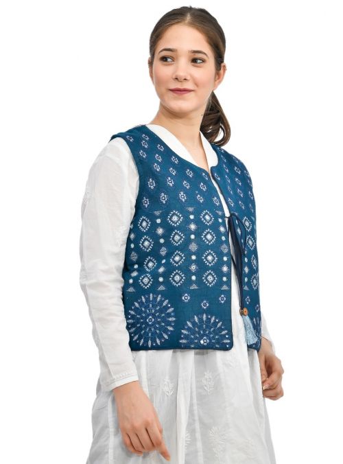 Indian Handmade Cotton Embroidered Jackets For Women Girls Fashion