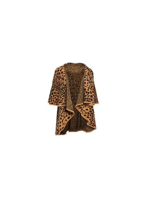 Women Leopard Brown Winter Poncho Capes