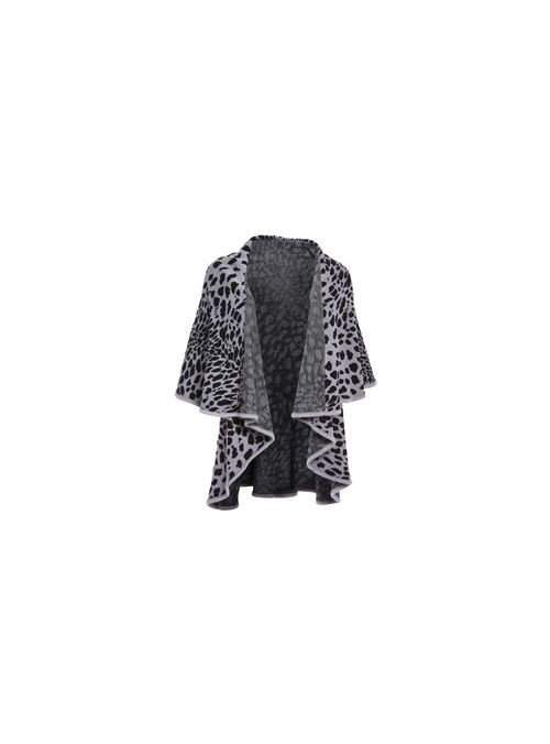Women Leopard Grey Winter Poncho Capes