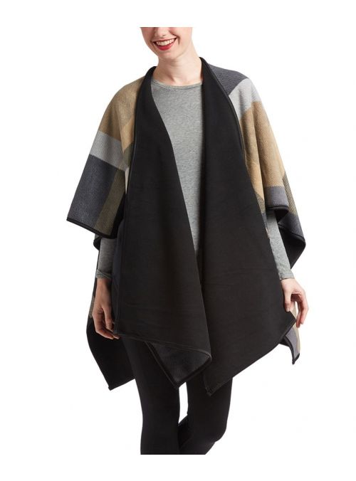 Women Winter Block Print Poncho Capes & Shawl