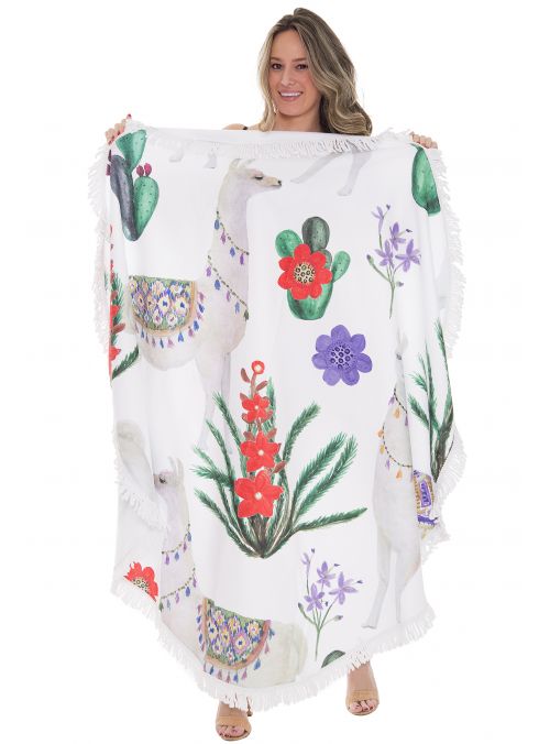 White Beach Towel Handmade Cotton Round Towel With Fringe Home Pool Bath Towel 60” Round Online By Oussum