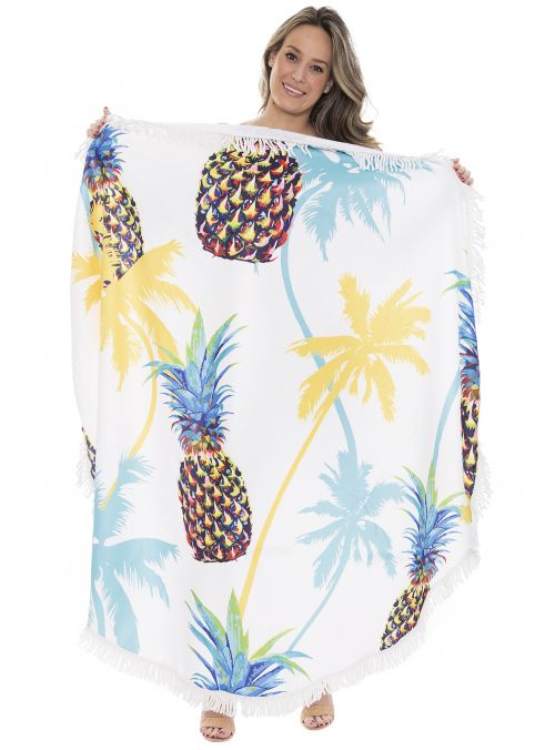  White Beach Towel With Fringes Pool Home Shower Beach Mat Summer Beach Yoga Mat Towel 60” Round Online By Oussum