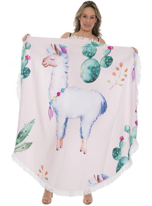 Light Pink Beach Towel Bath Gym Spa Yoga Round Cotton Pool Towel With Fringes 60” Round Online By Oussum