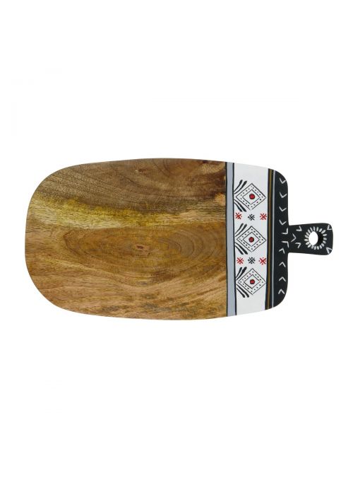 Tribal Hand Painted Wooden Cutting Board with Handle