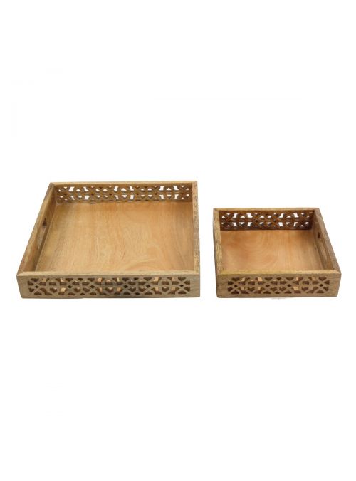 Rectangular Shape Wooden Serving Trays Set
