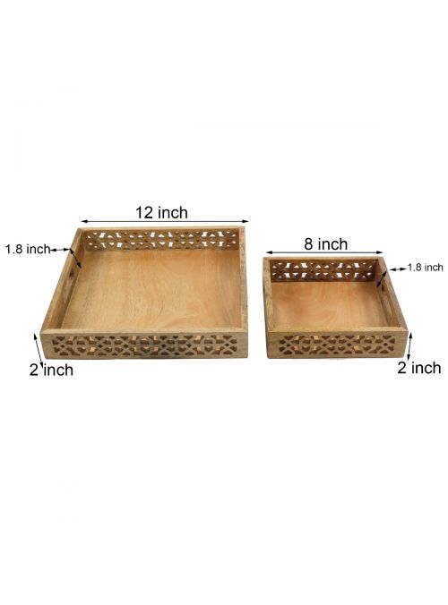 Rectangular Shape Wooden Serving Trays Set