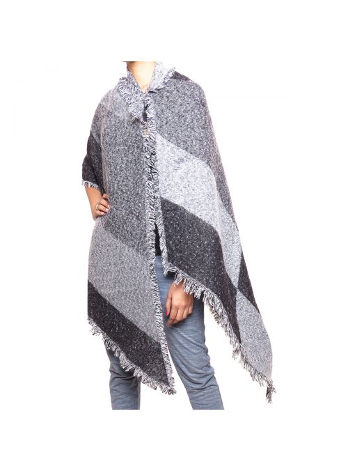 Winter Acrylic Women's Woolen Poncho Fall Style Stripe Cape Shawl Wrap Online