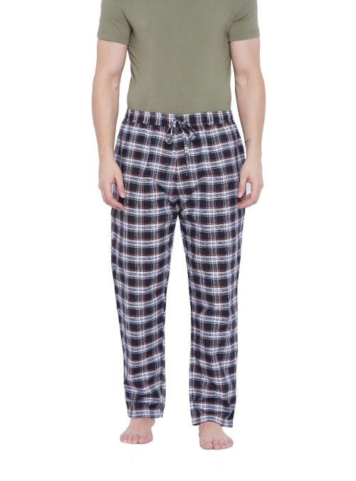 Men Cotton Plaid Pattern Lounge Pajama Pants with 2 Pocket 